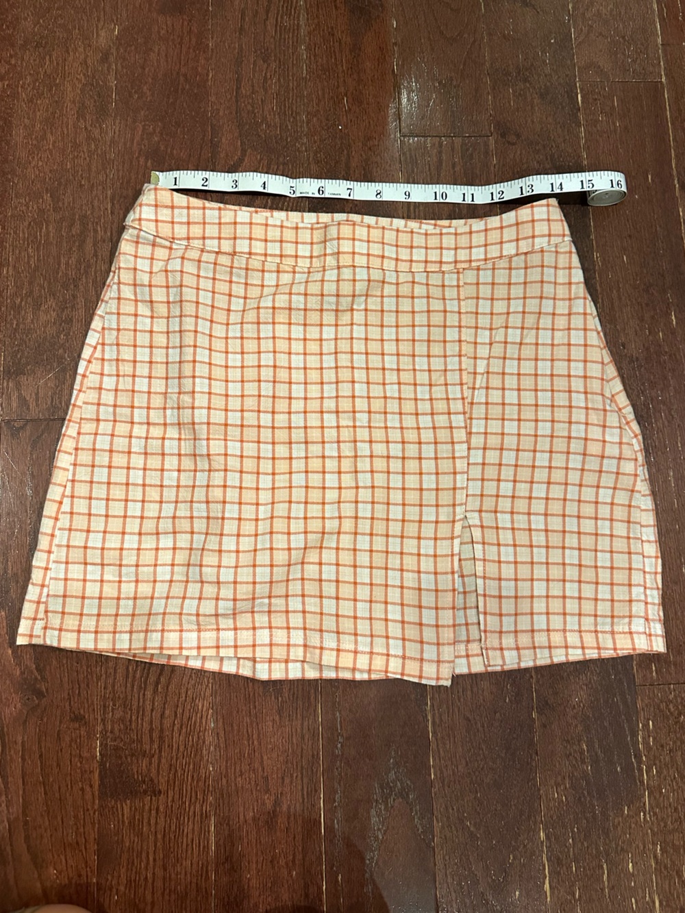 Women’s Peach Plaid Cotton Mini Skirt